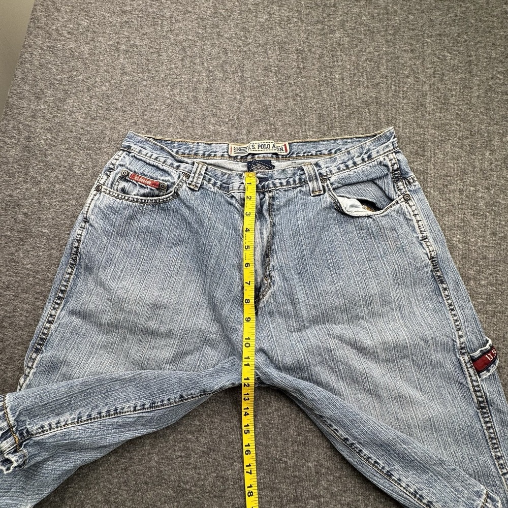 VTG US Polo ASSN Jean Shorts Baggy Y2K Men's Sz 36 Skater Carpenter Thrashed - Picture 16 of 16